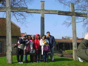 Pilgrims gather on their last morning